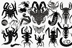 A Scorpion with a devilish half and a holy half tattoo idea
