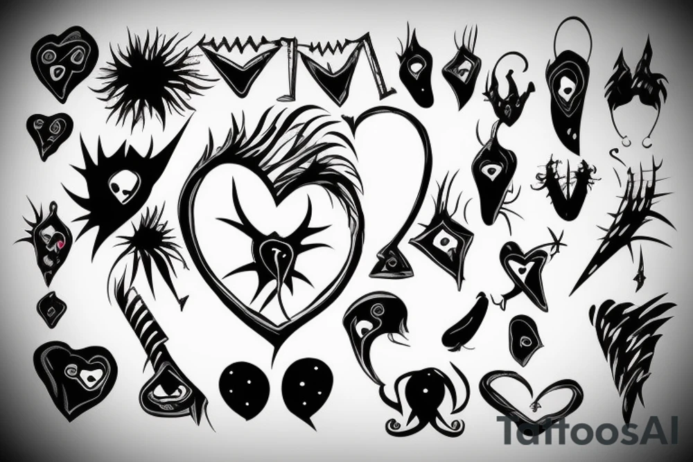Emo heart with spikes tattoo idea