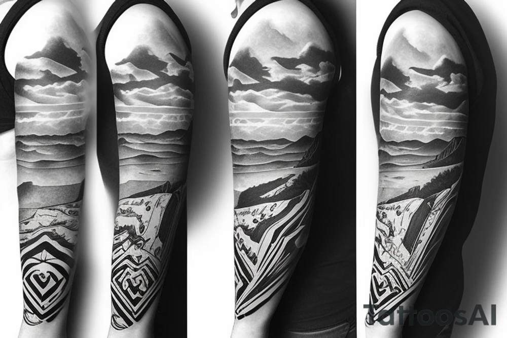 Ski, mountain, sun, sky tattoo idea