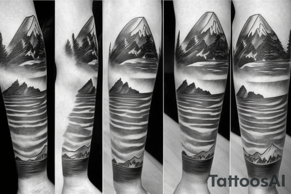 Ski, mountain, sun, sky tattoo idea
