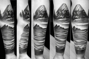 Ski, mountain, sun, sky tattoo idea