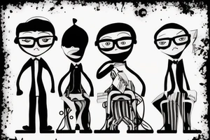 three friends. one of them is tall and one of them have glasses. they are best friends for each others. tattoo idea