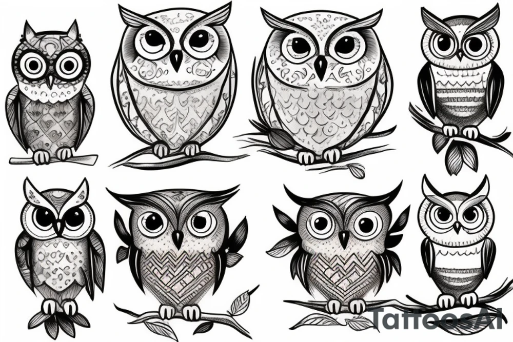 cute owl tattoo idea
