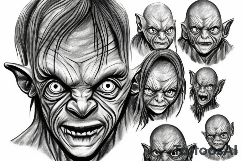 Gollum Mask - The Lord of the Rings tattoo idea