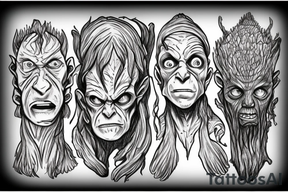 Gollum Mask - The Lord of the Rings tattoo idea