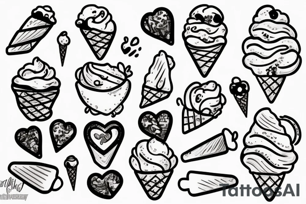 Icecream hearth eyes tattoo idea