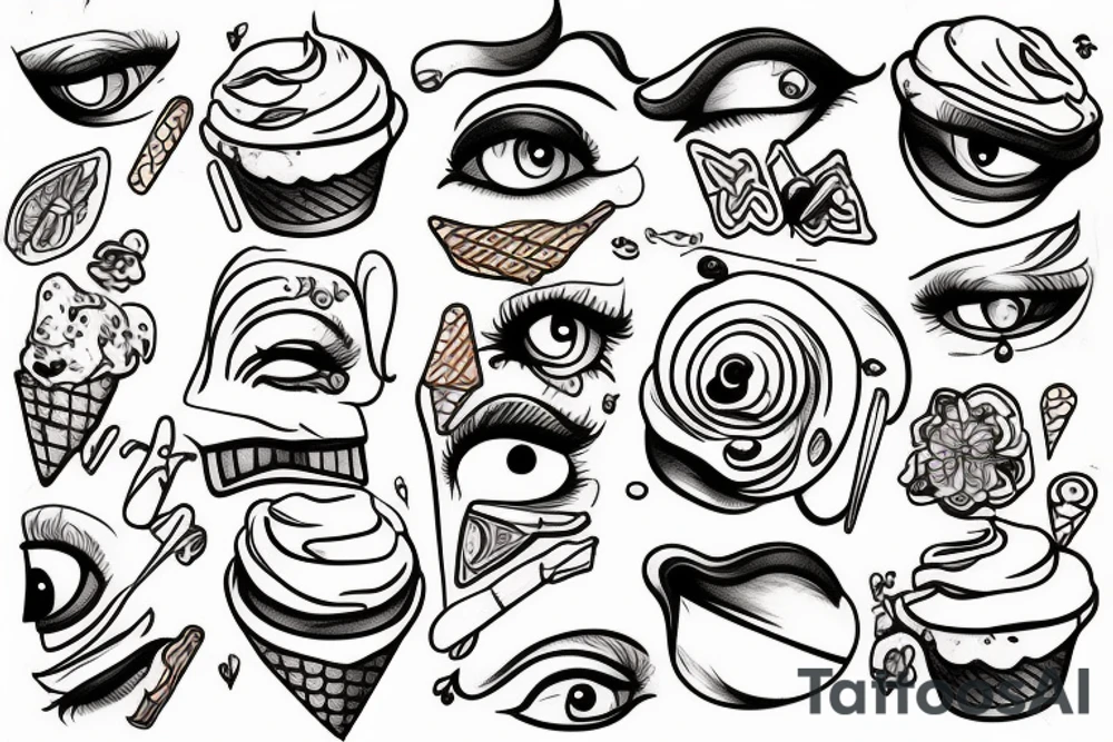 Icecream hearth eyes tattoo idea