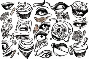 Icecream hearth eyes tattoo idea