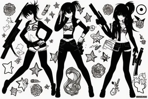 Anime girl with gun tattoo idea