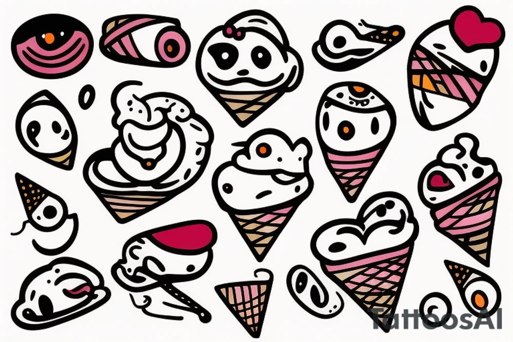Icecream hearth eyes tattoo idea