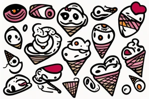Icecream hearth eyes tattoo idea