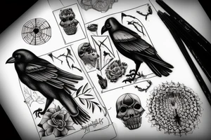 A scary crow tattoo idea