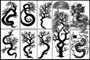 snake and apple on the tree branches tattoo idea