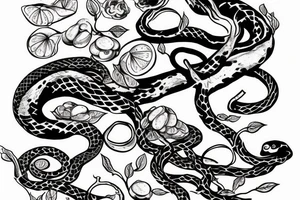 snake and apple on the tree branches tattoo idea
