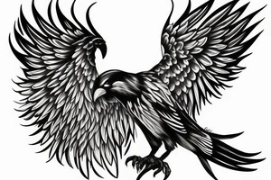 A scary crow with open wings tattoo idea