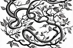 snake and apple on the tree branches tattoo idea
