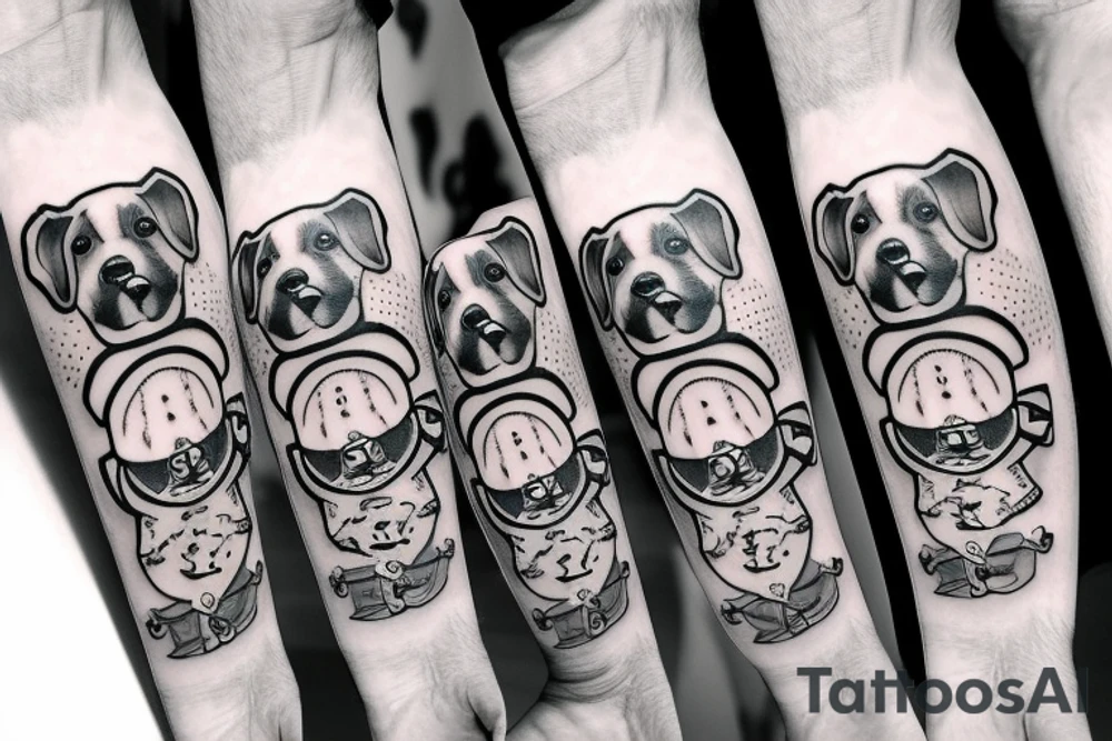 Dog playing college football tattoo idea