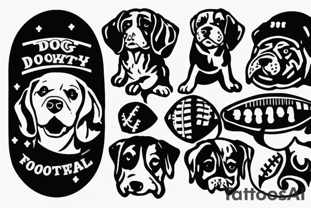 Dog playing college football tattoo idea