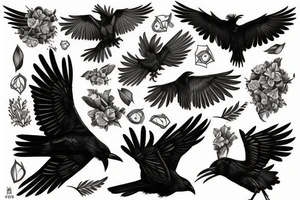 A crow with open wings tattoo idea