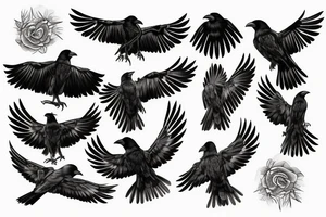 A crow with open wings tattoo idea