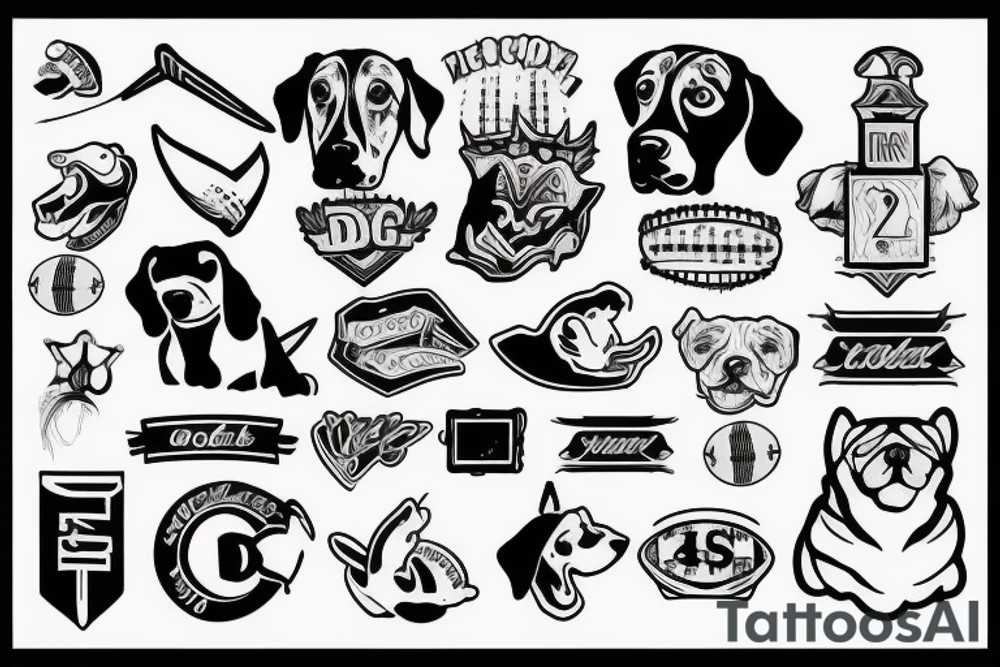 Dog playing college football tattoo idea