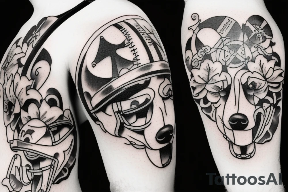 Dog playing college football tattoo idea