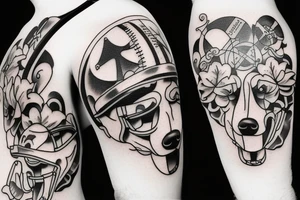 Dog playing college football tattoo idea