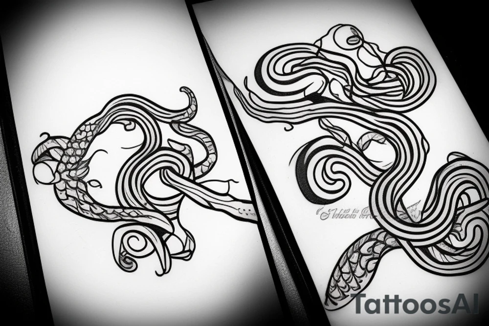 snake and apple on the tree branches tattoo idea