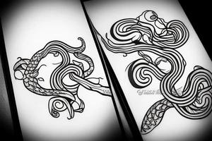 snake and apple on the tree branches tattoo idea