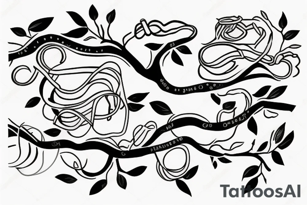 snake and apple on the tree branches tattoo idea