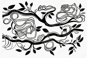 snake and apple on the tree branches tattoo idea