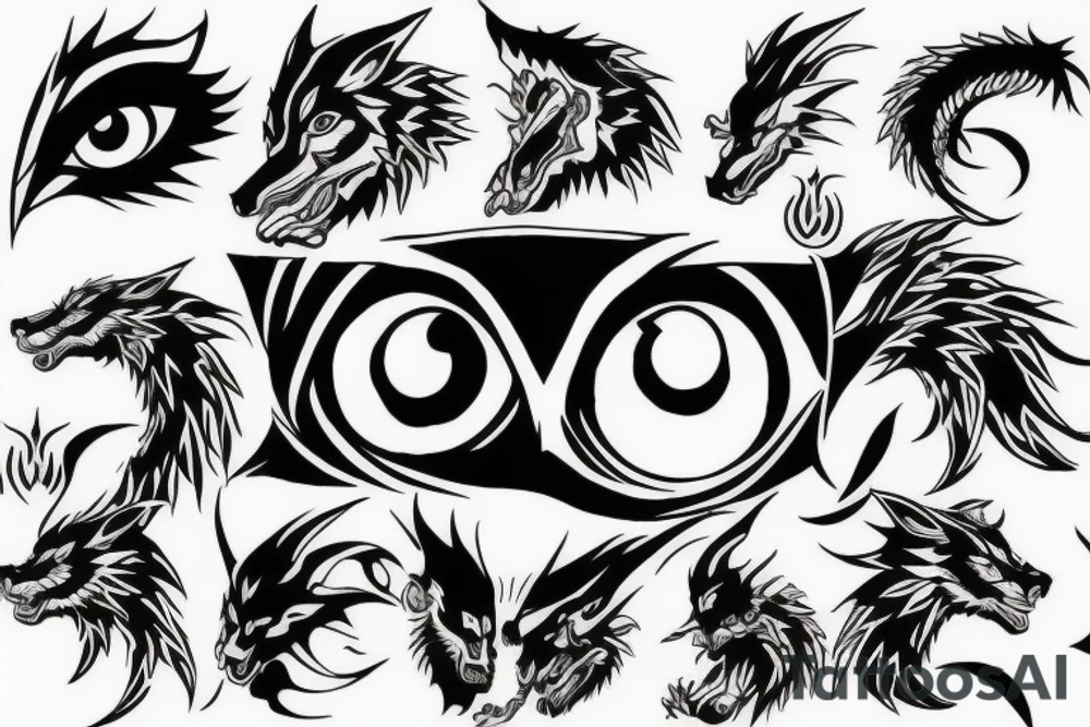 Sharingan style and a wolf or dragon tattoo idea