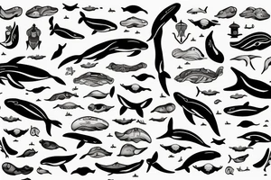 Word map with whale tattoo idea