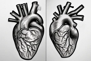 an anatomical heart inside which is a cosmos that exits the heart by the milky way tattoo idea