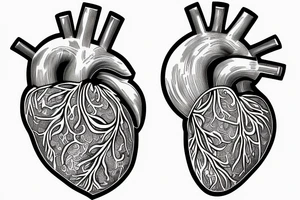an anatomical heart inside which is a cosmos that exits the heart by the milky way tattoo idea