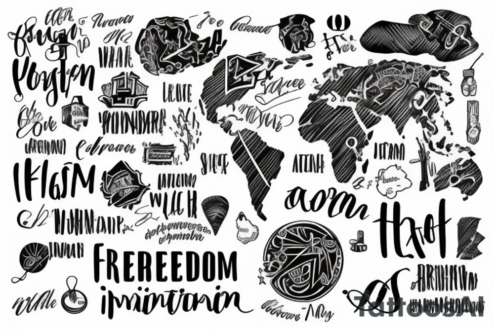 Word map with Imagination in freedom tattoo idea