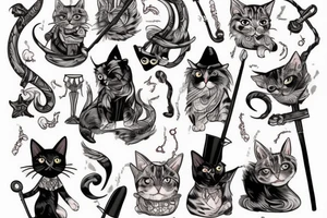 Cat magician, with a magic staff tattoo idea