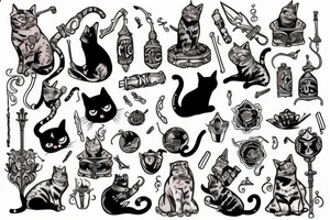 Cat magician, with a magic staff tattoo idea
