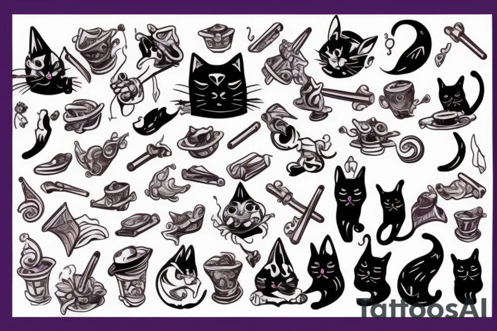 Cat magician, with a magic staff tattoo idea