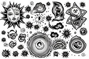 Number 11 in clouds with sun beans tattoo idea