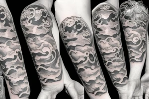 Number 11 in clouds with sun beans tattoo idea