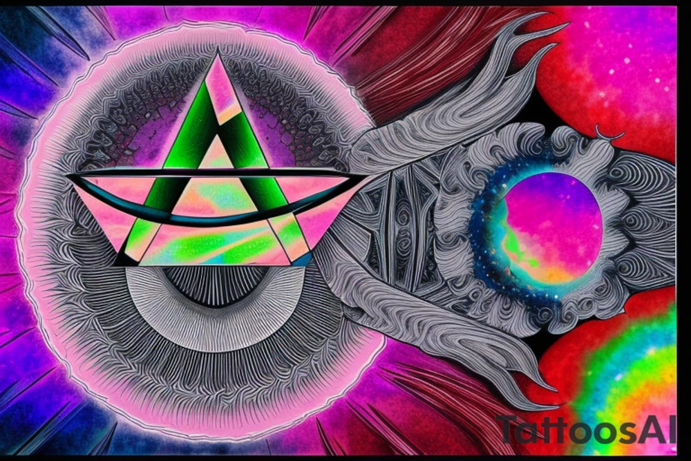 Fractal with dispersion pink floyd dark side of the moon cover in the middle tattoo idea