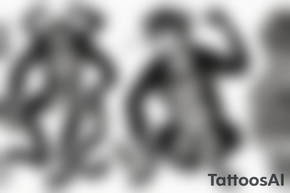 Black monkey in a jumpsuit tattoo idea