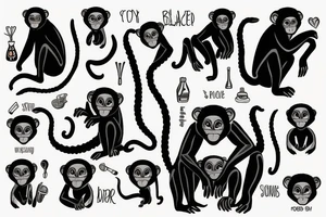 Black monkey in a jumpsuit tattoo idea