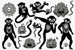 Black monkey in a jumpsuit tattoo idea