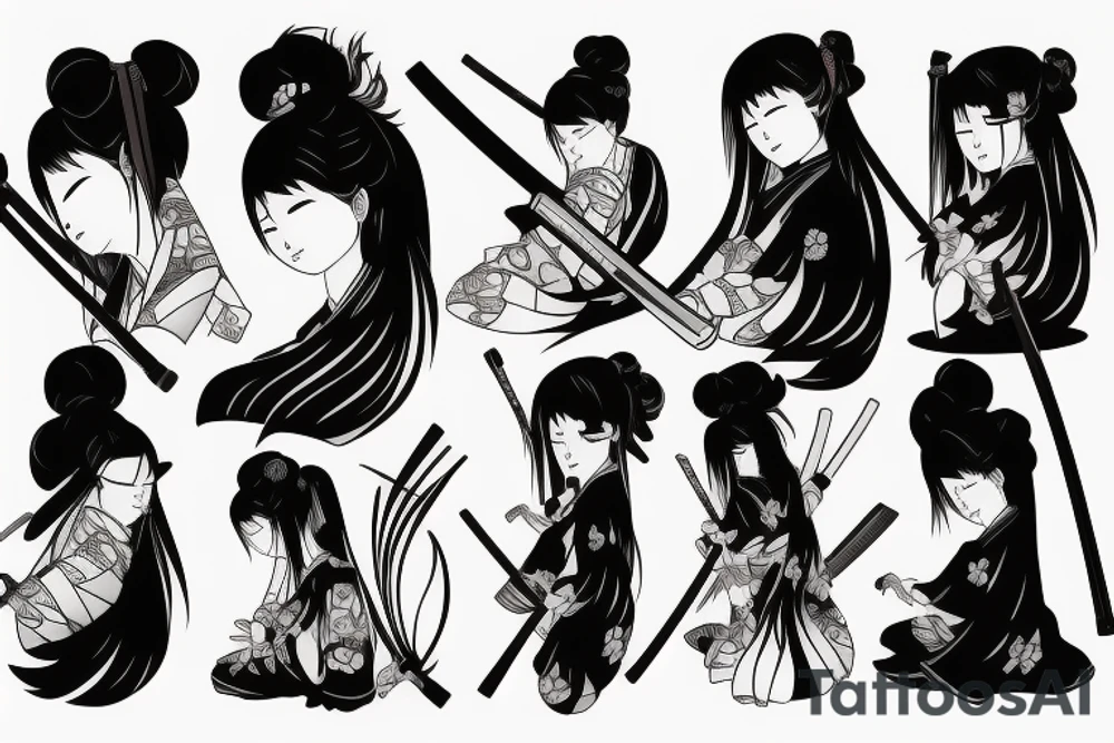 japanese girl with katana tattoo idea