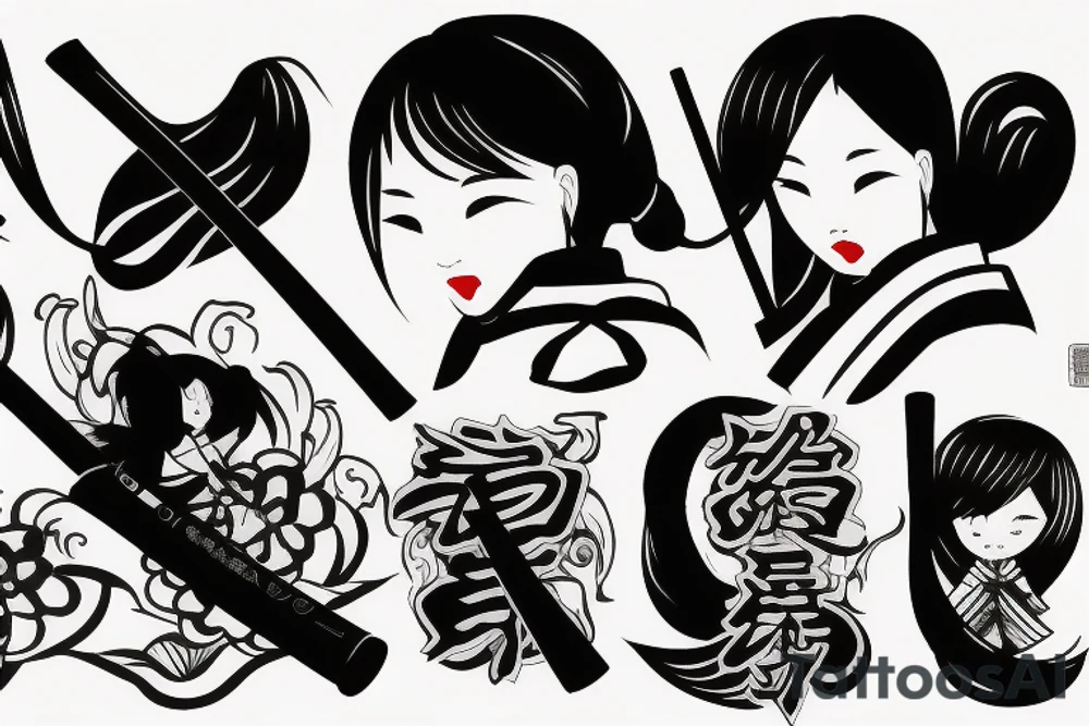 japanese girl with katana tattoo idea