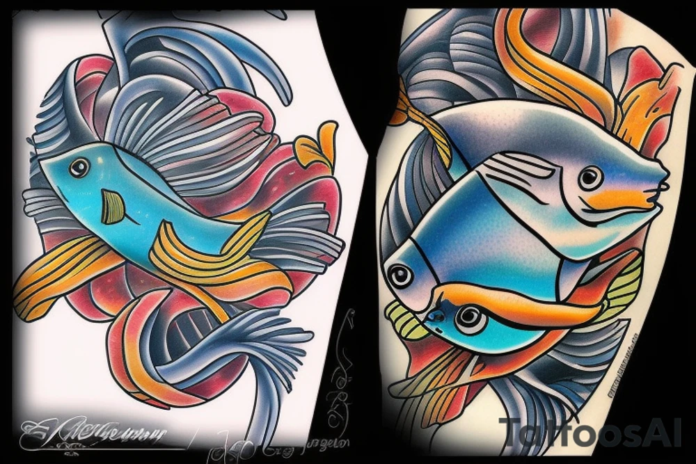 A fish seen fron above swimming upstream tattoo idea