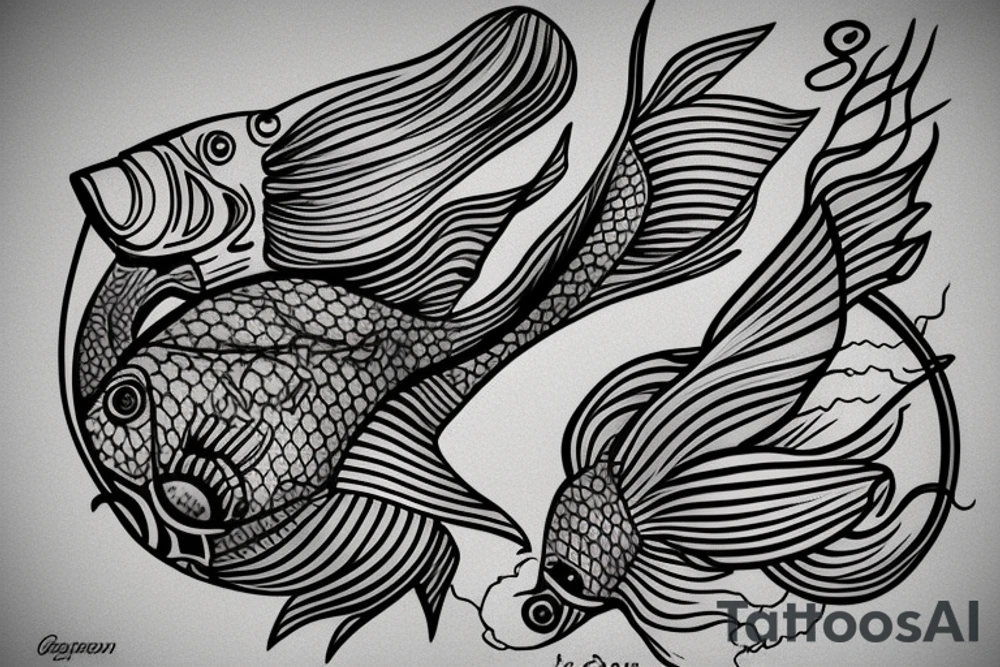 A fish seen fron above swimming upstream tattoo idea