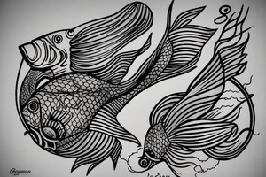 A fish seen fron above swimming upstream tattoo idea